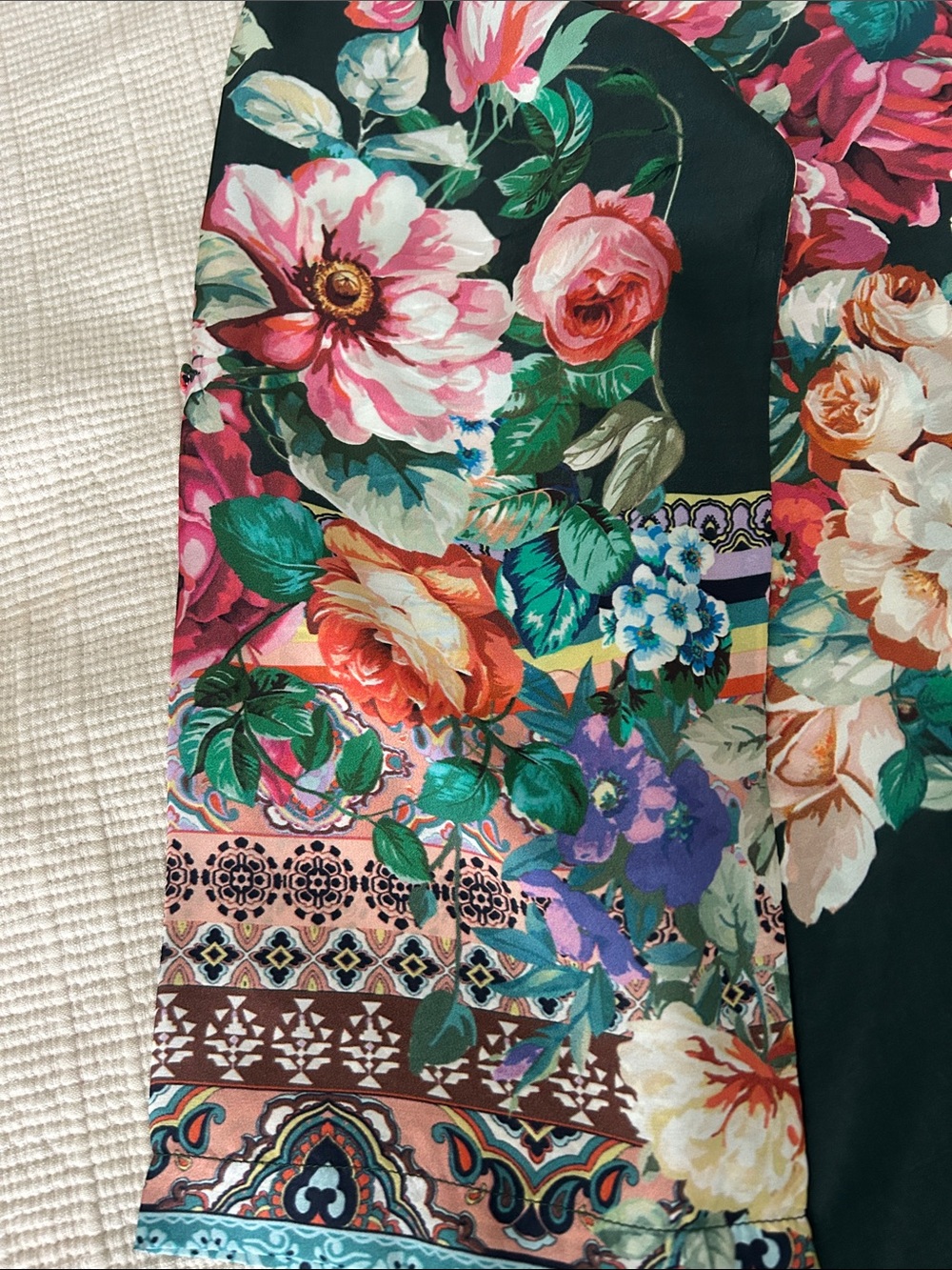 Johnny Was Black Floral V-Neck Tunic Top - Picture 5 of 7